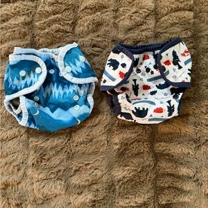 Thirsties cloth diapers, size 1, adjustable with snaps, lot of 2, smoke free.